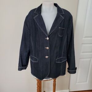 Alia Blue Denim Blazer with Notched Lapels XL 42 Bust